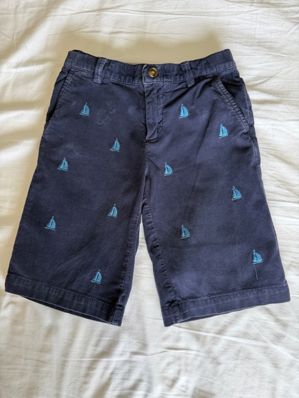 Brooks Brothers Navy Shorts with Teal Sailboat Embroidery